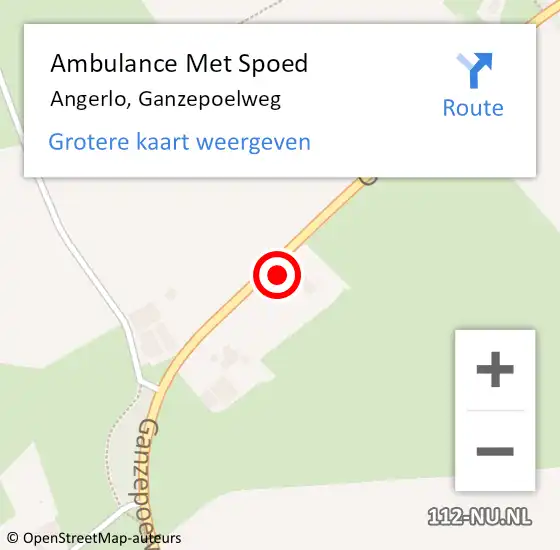 Locatie op kaart van de 112 melding: Ambulance Met Spoed Naar Angerlo, Ganzepoelweg op 30 maart 2022 21:32