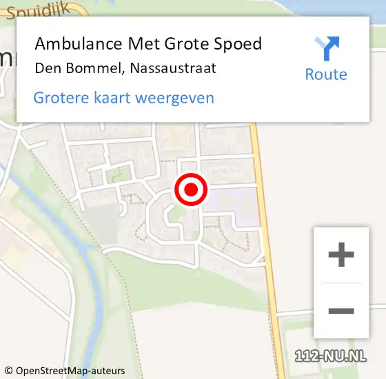 Locatie op kaart van de 112 melding: Ambulance Met Grote Spoed Naar Den Bommel, Nassaustraat op 30 maart 2022 21:37