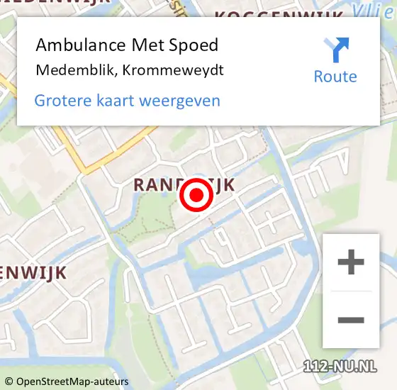 Locatie op kaart van de 112 melding: Ambulance Met Spoed Naar Medemblik, Krommeweydt op 30 maart 2022 21:43