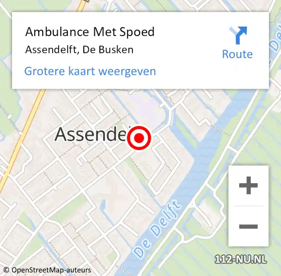 Locatie op kaart van de 112 melding: Ambulance Met Spoed Naar Assendelft, De Busken op 30 maart 2022 22:01