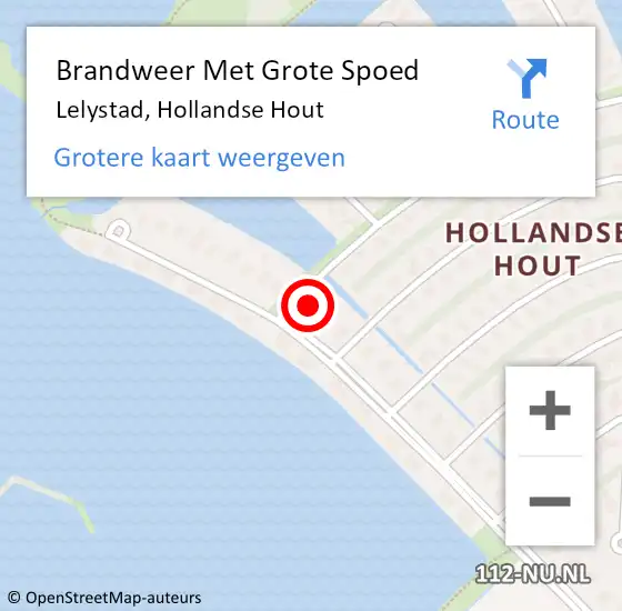 Locatie op kaart van de 112 melding: Brandweer Met Grote Spoed Naar Lelystad, Hollandse Hout op 30 maart 2022 22:02