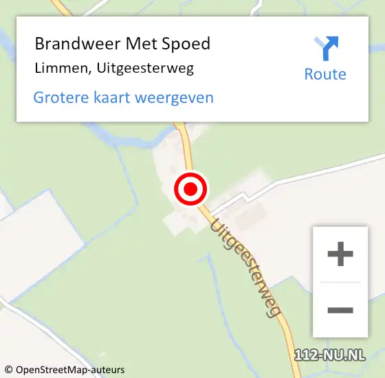 Locatie op kaart van de 112 melding: Brandweer Met Spoed Naar Limmen, Uitgeesterweg op 12 juli 2014 18:58