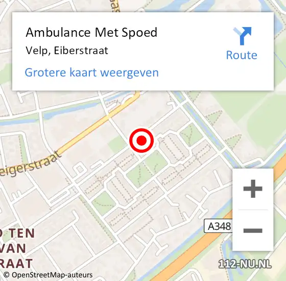 Locatie op kaart van de 112 melding: Ambulance Met Spoed Naar Velp, Eiberstraat op 30 maart 2022 22:26