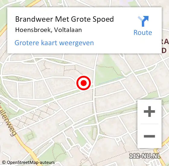 Locatie op kaart van de 112 melding: Brandweer Met Grote Spoed Naar Hoensbroek, Voltalaan op 30 maart 2022 22:30