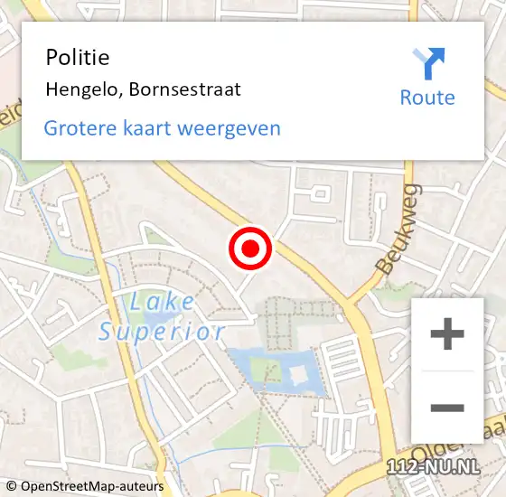 Locatie op kaart van de 112 melding: Politie Hengelo, Bornsestraat op 30 maart 2022 23:12