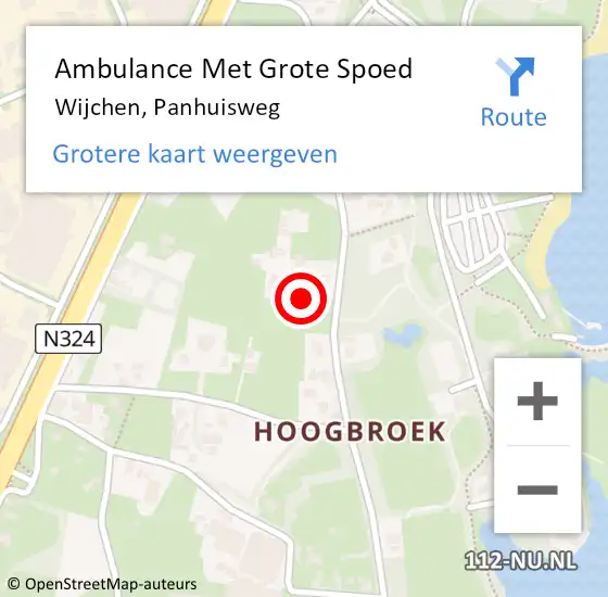 Locatie op kaart van de 112 melding: Ambulance Met Grote Spoed Naar Wijchen, Panhuisweg op 30 maart 2022 23:16