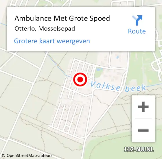 Locatie op kaart van de 112 melding: Ambulance Met Grote Spoed Naar Otterlo, Mosselsepad op 31 maart 2022 00:13
