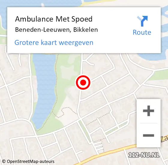 Locatie op kaart van de 112 melding: Ambulance Met Spoed Naar Beneden-Leeuwen, Bikkelen op 31 maart 2022 00:31