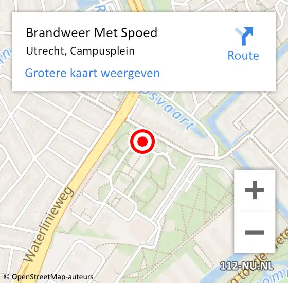 Locatie op kaart van de 112 melding: Brandweer Met Spoed Naar Utrecht, Campusplein op 31 maart 2022 00:36