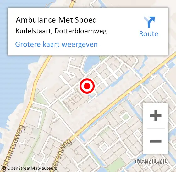 Locatie op kaart van de 112 melding: Ambulance Met Spoed Naar Kudelstaart, Dotterbloemweg op 31 maart 2022 01:05