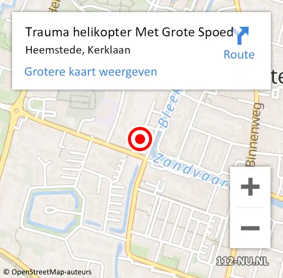 Locatie op kaart van de 112 melding: Trauma helikopter Met Grote Spoed Naar Heemstede, Kerklaan op 31 maart 2022 01:23