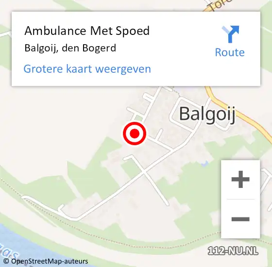 Locatie op kaart van de 112 melding: Ambulance Met Spoed Naar Balgoij, den Bogerd op 31 maart 2022 01:41