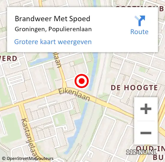 Locatie op kaart van de 112 melding: Brandweer Met Spoed Naar Groningen, Populierenlaan op 31 maart 2022 01:57