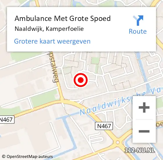 Locatie op kaart van de 112 melding: Ambulance Met Grote Spoed Naar Naaldwijk, Kamperfoelie op 31 maart 2022 02:00