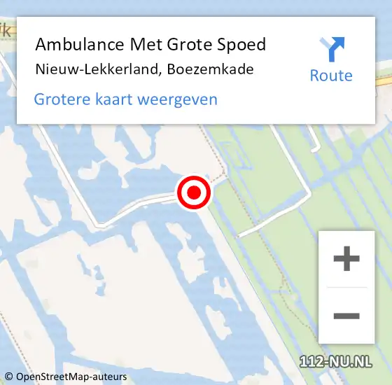 Locatie op kaart van de 112 melding: Ambulance Met Grote Spoed Naar Nieuw-Lekkerland, Boezemkade op 31 maart 2022 02:03