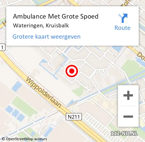 Locatie op kaart van de 112 melding: Ambulance Met Grote Spoed Naar Wateringen, Kruisbalk op 31 maart 2022 02:55