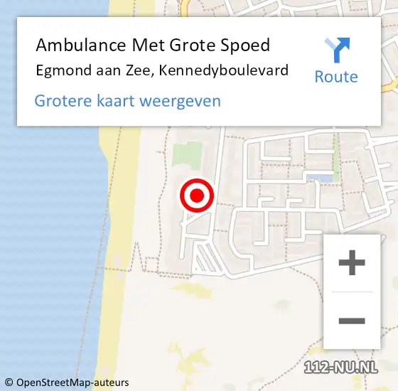 Locatie op kaart van de 112 melding: Ambulance Met Grote Spoed Naar Egmond aan Zee, Kennedyboulevard op 12 juli 2014 19:15