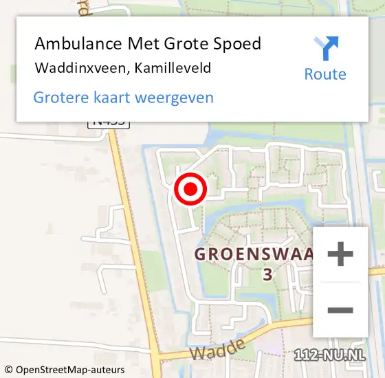 Locatie op kaart van de 112 melding: Ambulance Met Grote Spoed Naar Waddinxveen, Kamilleveld op 31 maart 2022 03:31