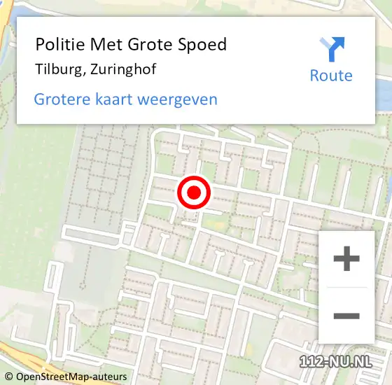 Locatie op kaart van de 112 melding: Politie Met Grote Spoed Naar Tilburg, Zuringhof op 31 maart 2022 04:18