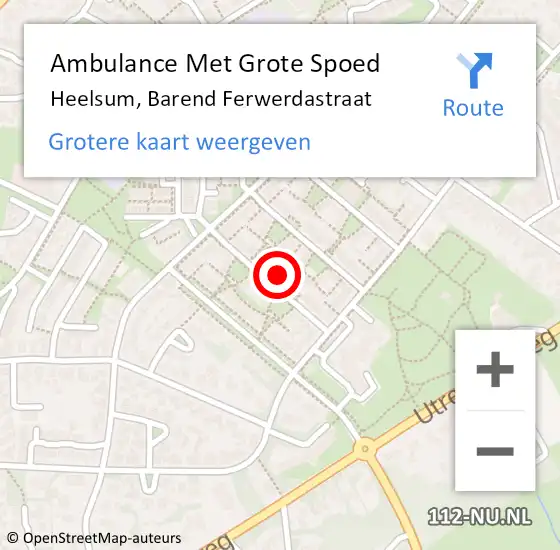 Locatie op kaart van de 112 melding: Ambulance Met Grote Spoed Naar Heelsum, Barend Ferwerdastraat op 31 maart 2022 05:14