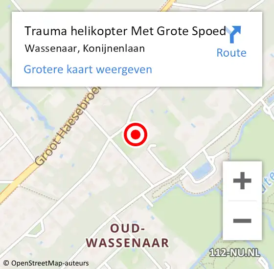 Locatie op kaart van de 112 melding: Trauma helikopter Met Grote Spoed Naar Wassenaar, Konijnenlaan op 31 maart 2022 07:05