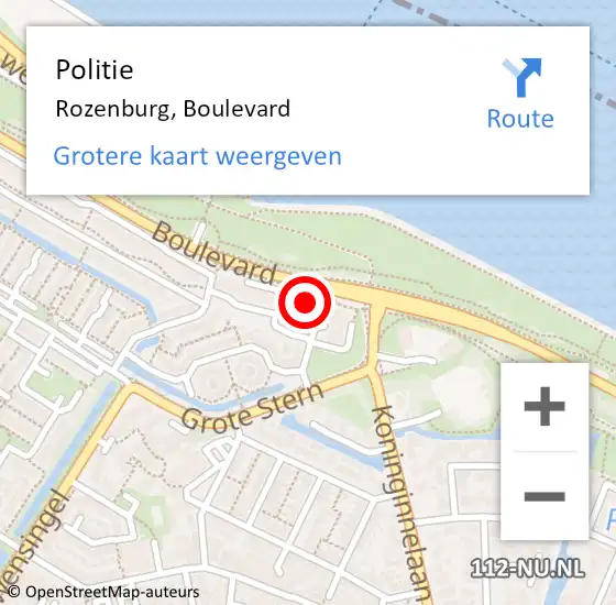 Locatie op kaart van de 112 melding: Politie Rozenburg, Boulevard op 31 maart 2022 07:13