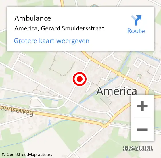 Locatie op kaart van de 112 melding: Ambulance America, Gerard Smuldersstraat op 12 juli 2014 19:24