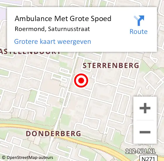 Locatie op kaart van de 112 melding: Ambulance Met Grote Spoed Naar Roermond, Saturnusstraat op 31 maart 2022 07:23