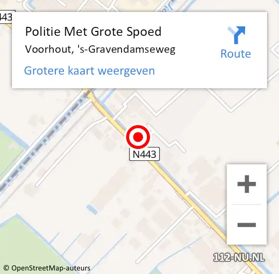 Locatie op kaart van de 112 melding: Politie Met Grote Spoed Naar Voorhout, 's-Gravendamseweg op 31 maart 2022 07:44