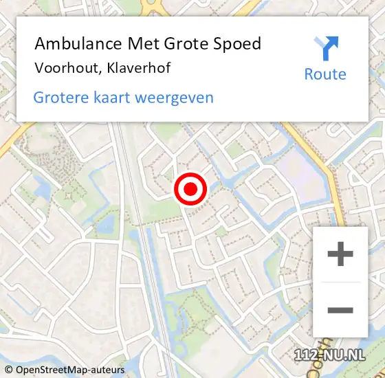Locatie op kaart van de 112 melding: Ambulance Met Grote Spoed Naar Voorhout, Klaverhof op 31 maart 2022 08:00