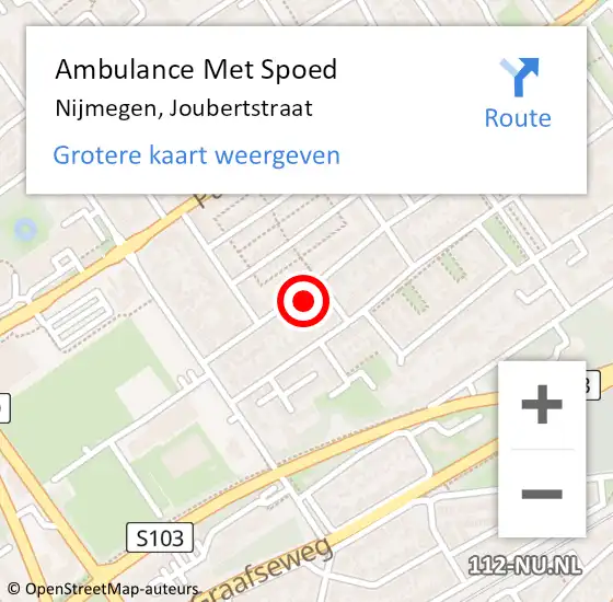 Locatie op kaart van de 112 melding: Ambulance Met Spoed Naar Nijmegen, Joubertstraat op 31 maart 2022 08:03