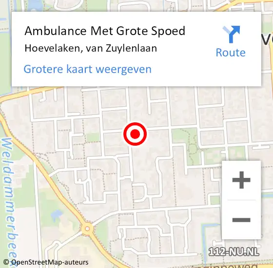 Locatie op kaart van de 112 melding: Ambulance Met Grote Spoed Naar Hoevelaken, van Zuylenlaan op 31 maart 2022 08:25