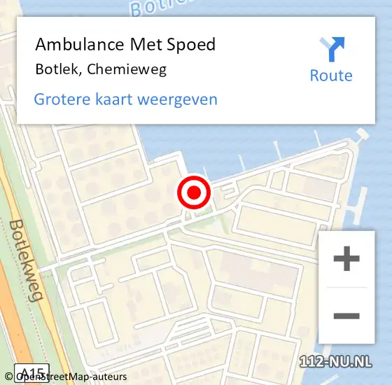 Locatie op kaart van de 112 melding: Ambulance Met Spoed Naar Botlek, Chemieweg op 31 maart 2022 08:32