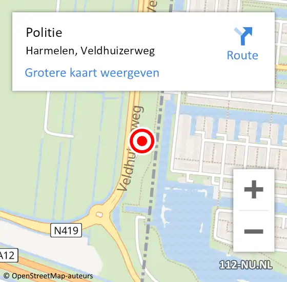 Locatie op kaart van de 112 melding: Politie Harmelen, Veldhuizerweg op 31 maart 2022 08:34