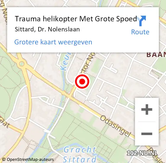 Locatie op kaart van de 112 melding: Trauma helikopter Met Grote Spoed Naar Sittard, Dr. Nolenslaan op 31 maart 2022 08:35