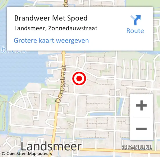 Locatie op kaart van de 112 melding: Brandweer Met Spoed Naar Landsmeer, Zonnedauwstraat op 31 maart 2022 08:35