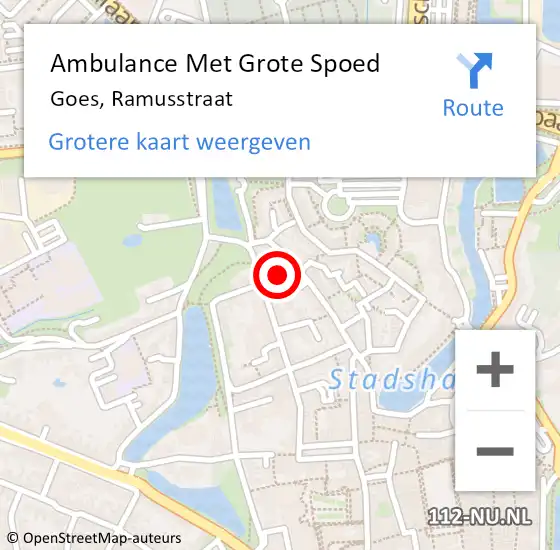 Locatie op kaart van de 112 melding: Ambulance Met Grote Spoed Naar Goes, Ramusstraat op 12 juli 2014 19:41