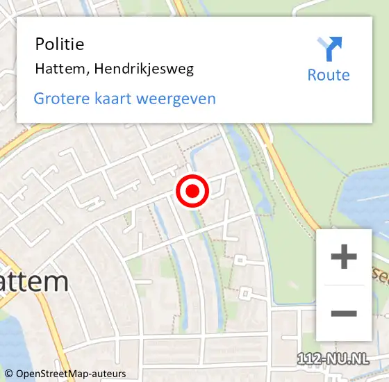 Locatie op kaart van de 112 melding: Politie Hattem, Hendrikjesweg op 31 maart 2022 09:46