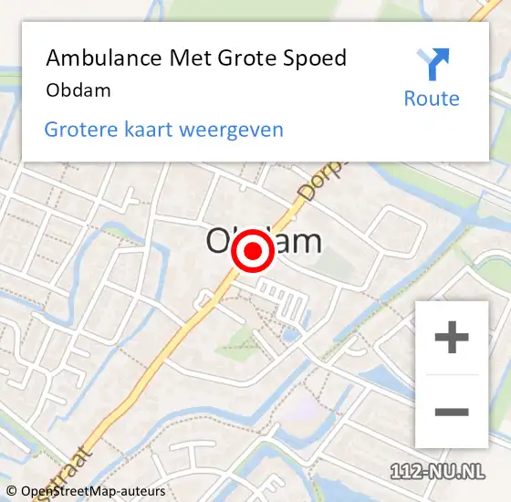 Locatie op kaart van de 112 melding: Ambulance Met Grote Spoed Naar Obdam op 31 maart 2022 09:47