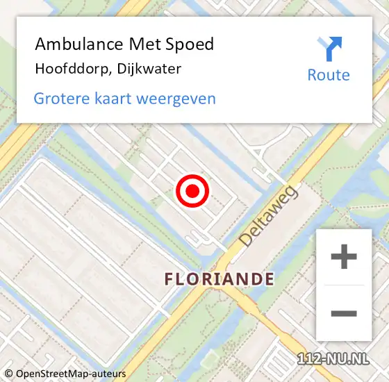 Locatie op kaart van de 112 melding: Ambulance Met Spoed Naar Hoofddorp, Dijkwater op 31 maart 2022 09:48