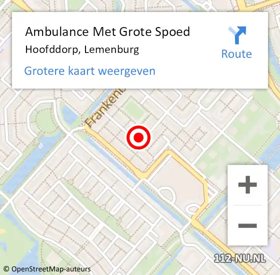 Locatie op kaart van de 112 melding: Ambulance Met Grote Spoed Naar Hoofddorp, Lemenburg op 31 maart 2022 10:14