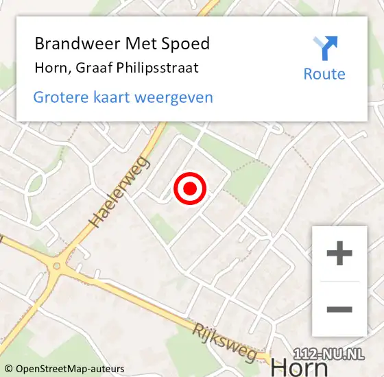 Locatie op kaart van de 112 melding: Brandweer Met Spoed Naar Horn, Graaf Philipsstraat op 31 maart 2022 10:32