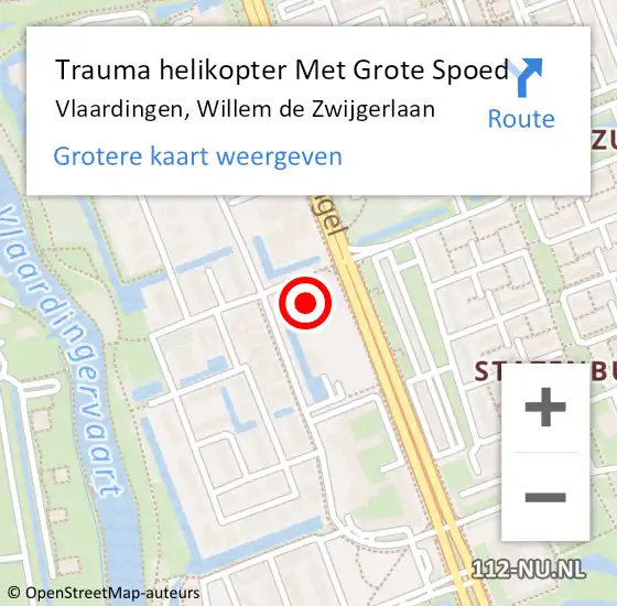 Locatie op kaart van de 112 melding: Trauma helikopter Met Grote Spoed Naar Vlaardingen, Willem de Zwijgerlaan op 31 maart 2022 10:41