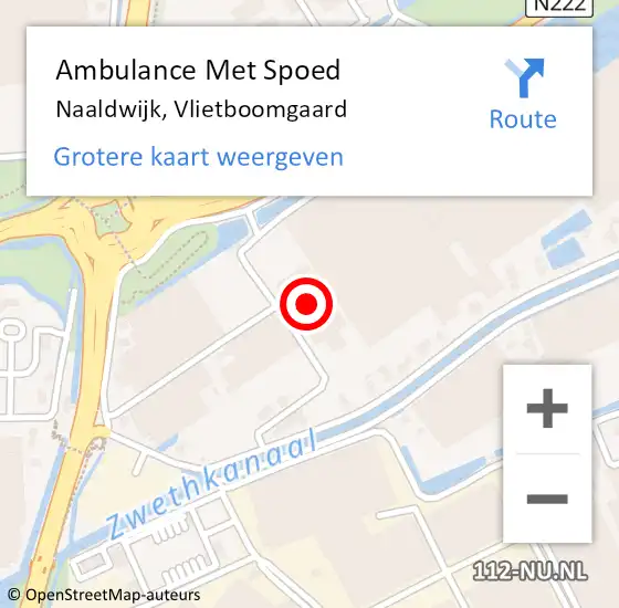 Locatie op kaart van de 112 melding: Ambulance Met Spoed Naar Naaldwijk, Vlietboomgaard op 31 maart 2022 10:42