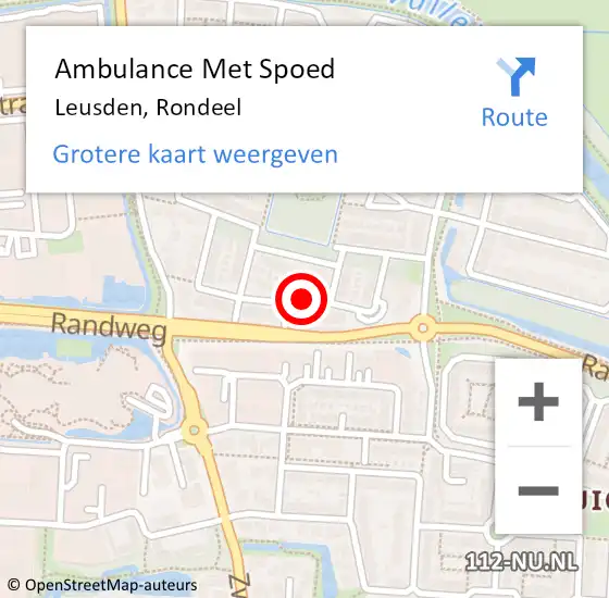 Locatie op kaart van de 112 melding: Ambulance Met Spoed Naar Leusden, Rondeel op 12 juli 2014 19:51