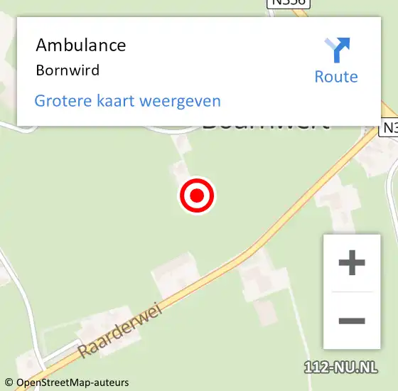 Locatie op kaart van de 112 melding: Ambulance Bornwird op 31 maart 2022 11:04