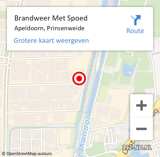 Locatie op kaart van de 112 melding: Brandweer Met Spoed Naar Apeldoorn, Prinsenweide op 31 maart 2022 11:12