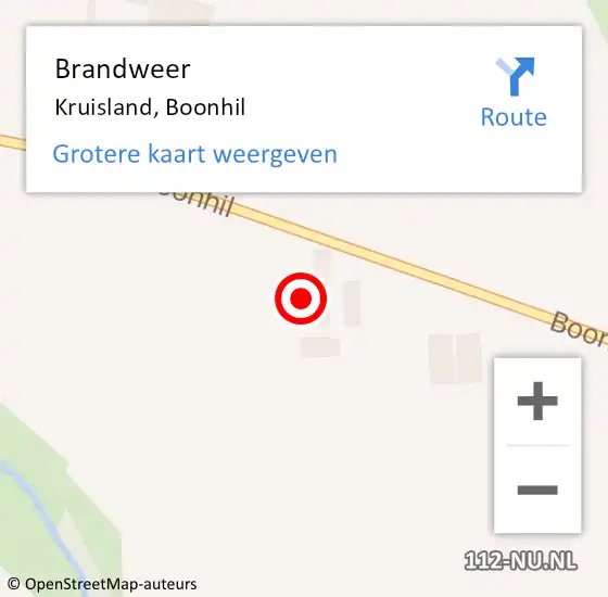 Locatie op kaart van de 112 melding: Brandweer Kruisland, Boonhil op 31 maart 2022 11:12