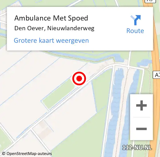 Locatie op kaart van de 112 melding: Ambulance Met Spoed Naar Den Oever, Nieuwlanderweg op 12 juli 2014 19:53