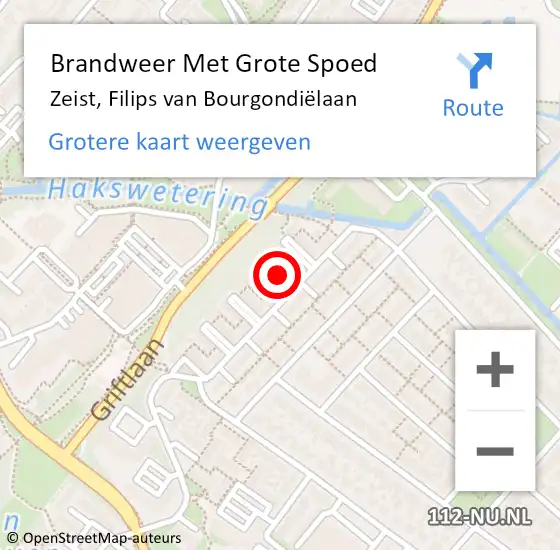 Locatie op kaart van de 112 melding: Brandweer Met Grote Spoed Naar Zeist, Filips van Bourgondiëlaan op 31 maart 2022 11:24